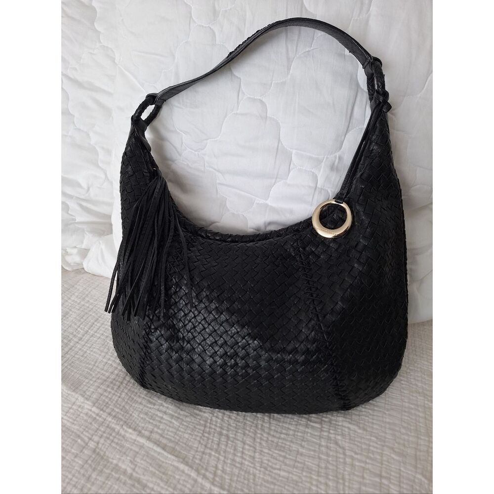 Elliott Lucca Black Woven Leather Bag